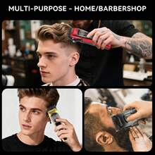 Hatteker 1pc LCD Display Rechargeable Hair Clipper With 9000 RPM High Speed Motor - Red - View 10