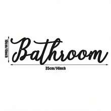 1pc Metal Bathroom Wall Decor Plaque - Black Iron Letter, Iron Metal Wall Art, Classic Style, Reusable And Removable, Suitable For Home Decor - Black - View 2