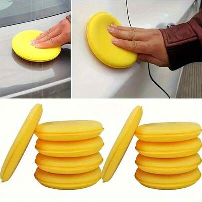 3/5/8pcs Car Polishing Sponge Pads Soft Foam Applicator Pads Round Wax Applicator Sponge Vehicle Polish Pads Auto Cleaning Pads Car Glass Cleaner Sponge