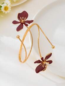 1件不规则形状花朵臂环，女士款，时尚百搭，适合夏季派对、婚礼、度假、返校季、新年等场合，也是馈赠亲朋好友的理想礼物。 - 黑色 - 查看 8