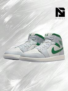 Jordan 1 Mid White Pure Platinum Pine Green– Men's Lifestyle Sneakers – Shoes For Man -Vintage-Spring & Summer-Inspired Running Shoes, Shock-Absorbing Comfort, Gym To Streetwear Casual Wear-Easter Gift–DQ8426 142 - Summit White/Pure Platinum/Sail/Pine Green - 查看 2