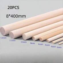 5pcs Round Wooden Bamboo Sticks, Handmade DIY Craft Materials, Woodworking Supplies - Wood Color - View 12
