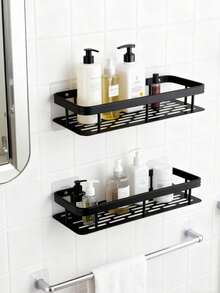 Giá đựng đồ dùng phòng tắm, có móc dán tường, không cần khoan, gắn tường, không dễ bị gỉ sét, giá đựng đồ cao cấp, dùng cho phòng tắm, nhà bếp, màu đen. - Nhiều màu - Xem 3