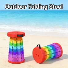 Portable Rainbow Folding Stool - Foldable Outdoor/Travel Chair For Camping, Train, Home Use - Durable PP Material - Multicolor - View 11