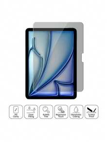1pc Privacy Screen Protector Compatible With Ipad Pro/Air/Mini (7.9-12.9 Inch): Left And Right Privacy Protection, Suitable For Office, Commuting And Public Places Browsing (Anti-Fingerprint Coating, Cleaning Kit And Compatible With Phone Case Edges). Essential Screen Protector For Daily Use, Office, Home Tablet Screen Protection, Waterproof, Shockproof, Anti-Fall, Anti-Scratch. - Black - View 6