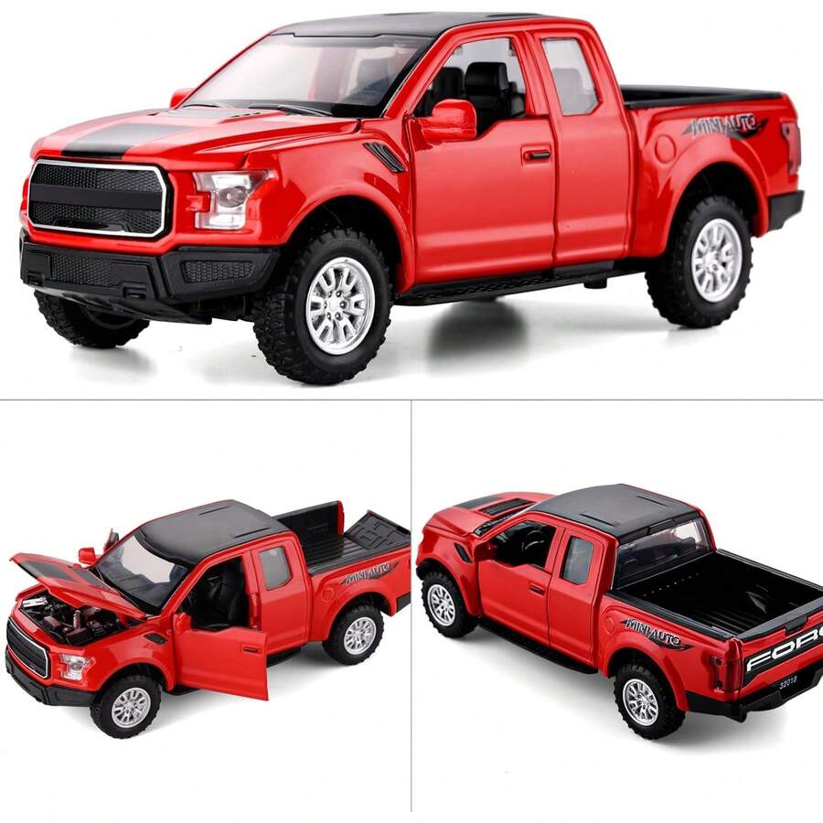 2026 Red F150 Diecast Pickup Truck Toy - Light Sound Pull Back Function| Top Choice Boys Ages 3-4--8 Year Old Kids' Birthday Party