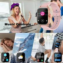 Reloj inteligente con pantalla táctil HD de 4,65 cm - Llamadas inalámbricas, cámara, control de música | Compatible con Android/iOS, unisex, esfera personalizable, alarma y alertas de llamadas/mensajes - Multicolor - Ver 5