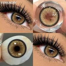 FUNSACHY 1 Pair Brown/Gray Natural Tone Disposable Lenses, Suitable For Natural Makeup - AUDREY-bROWN - View 3