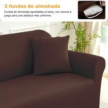 6 Piezas Fundas para Sillones Sala Universales de Seda de Leche(3 Fundas +3 Fundas de Cojín)Protector de Muebles,Ajuste Perfecto Cubre Sillones para Sala, Antimanchas y Antiarañazos Ideal para Hogares con Mascotas Decoración de Cuarto Sala-Café - Café integral - Ver 3