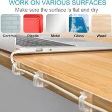 20/1pc Transparent Adhesive Cable Clips - Reusable Self-Adhesive Cable Organizer Clips, Cable Ties And Wire Clips With Strong Sticky Backing. Made Of Plastic, These Clips Can Be Used To Secure Decorative Lights, Wall Cables, Etc. Easy To Remove, Suitable For Home, Office, TV And Ceiling Light Cable Management - Multicolor - View 11