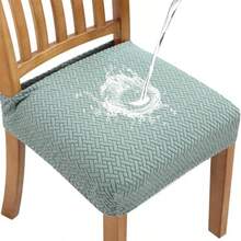 Fuloon Fundas elásticas impermeables para asiento de silla 4 piezas íbles y lavables fundas de cojín antipolvo para recámara cocina hotel banquete I-Sage Green 4 - I-verde salvia - Ver 5