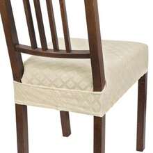 SearchI Juego de 6 Fundas de Asiento elásticas para sillas de Comedor Suaves Lavables y íbles Protectora para Asiento de Comedor Cubierta Trasera Jacquard de Diamante Beige - Jacquard de diamantes beige - Ver 1
