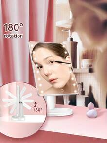 LED Makeup Mirror, Lighted Vanity Mirror With 3 Lighting Modes, Tabletop Cosmetic Mirror, Dual Power Supply, Portable Makeup Mirror For Dorm, Office Desk, Birthday, Graduation, Holiday Home Decor, Student Gift, Multifunctional Vanity Mirror For Bedroom, Travel, Ideal Gift For Women On Valentine's Day, Mother's Day - Multicolor - View 3