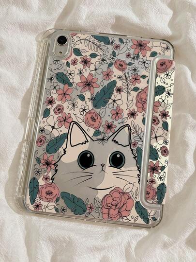 Ốp lưng hai mặt bằng acrylic trong suốt hình mèo hoạt hình và hoa tinh tế và đáng yêu này có khả năng chống sốc, phù hợp với iPad thế hệ thứ 7, 8 (10.2 inch) và 10. Sản phẩm có khe cắm bút tích hợp, hỗ trợ chức năng ngủ/thức và nhiều chế độ giá đỡ gập, là món quà lý tưởng cho dịp lễ.