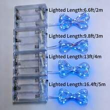 Lampu Hias Bertenaga Baterai AA, Ukuran 2m (20 LED), 3m (30 LED), 4m (40 LED), 5m (50 LED), Cocok untuk Pernikahan, Liburan, Kamar Tidur, Pesta, Suasana, Samping Tempat Tidur, Ruangan, Pencahayaan Dekoratif - Biru - View 4
