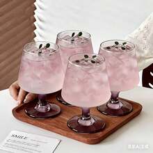 4pcs Premium Purple Stemware, Perfect For Champagne, Cocktail, Whiskey, Coffee, Beverage Glasses, Dishwasher , Elegant Design - Purple - View 10