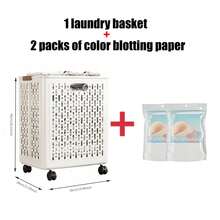 Foldable Laundry Basket, Durable PP Plastic, Suitable For Bathroom, Bedroom And Dorm Storage Organization And Home Decor - White - View 14