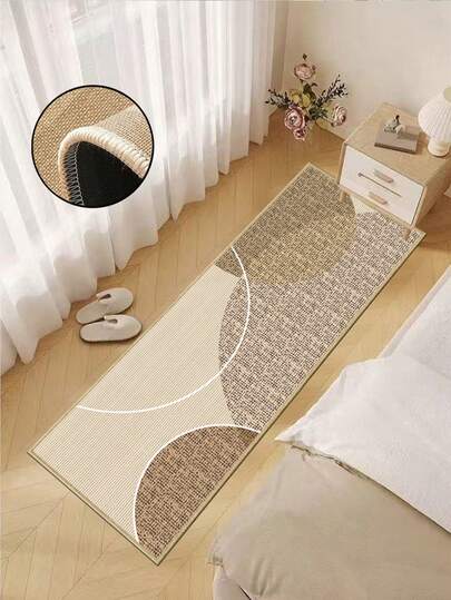 Alfombra de cocina de goma suave de 3,5 mm de grosor, estilo patchwork geométrico abstracto, alfombra absorbente de cocina, alfombra con borde para evitar el desprendimiento, que absorbe el agua y es fácil de limpiar, con superficie de lino, capa intermedia de esponja y base de goma, adecuada para alfombras de cocina, decoración de cocina, decoración de bodas, decoración del hogar, alfombra de baño, alfombra de entrada, alfombra de lavandería, alfombra de pasillo, alfombra de sala de estar, etc.