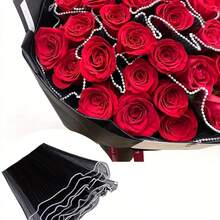 2 Rolls/1 Roll Faux Pearl Ruffle Fabric Flower Wrapping, Suitable For Party, Wedding, Birthday Gift Packaging, Bouquet Accessories, Gift Wrapping, Flower Packaging, Valentine's Day, Mother's Day (White 2 Styles Randomly Sent) - Multicolor - View 6