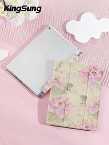 莲花图案平板电脑保护套，兼容 iPad 9.7/10.2/10.5/10.9/12.9/Pro 11（第十代），兼容三星 Galaxy Tab S6 Lite 10.4 英寸，兼容 Kindle Paperwhite（第十二代，2024 年款），Kindle（第十一代，2022 年款），Kobo Clara Color，提供轻柔防摔保护，支持智能支架/自动唤醒/睡眠功能。 - 彩色 - 查看 3