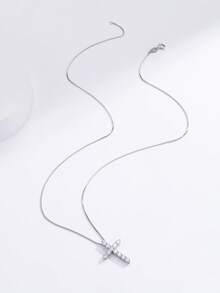 ELSEDES 1 pièce Collier pendentif en forme de croix en argent sterling S925 fait main avec des pierres précieuses scintillantes, bijou de qualité convenant pour le port quotidien des femmes - Argent - Voir 5