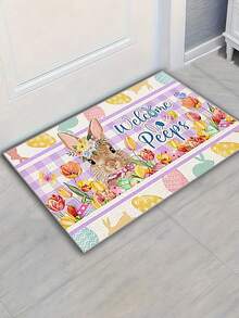 Easter Kitchen Mat Set, Happy Easter Kitchen Rugs, Pink And Blue, Animal Pattern, Non-Slip And Anti-Tripping, Multiple Sizes - Multicolor - View 2