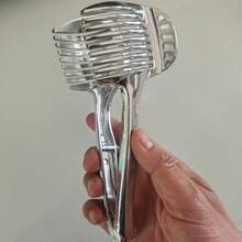 1pc Stainless Steel Tomato Lemon Slicer Stand, Round Fruit Onion Julienne Cutter Guide Clip With Handle, Kitchen Potato Lime Vegetable Slicer Rack - Multicolor - View 11