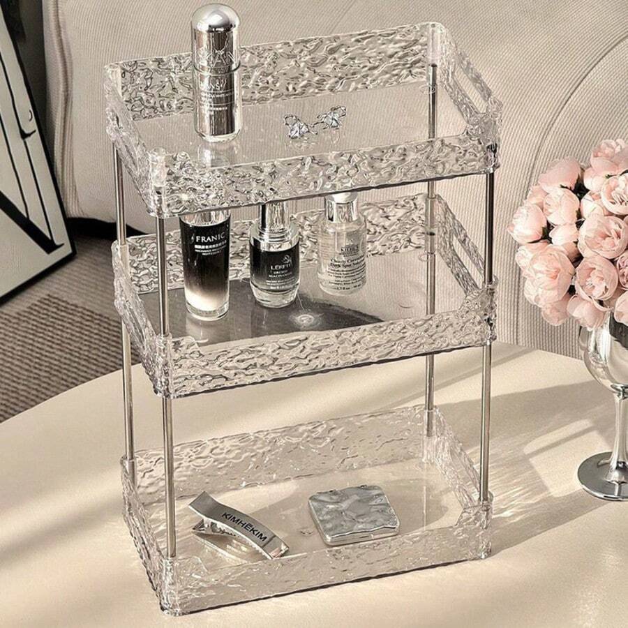 Oaoleer 1pc Light Luxury Bathroom Storage Rack, Transparent Dressing Table Skin Care Product Lipstick Nail Polish Perfume Storage Rack, Removable Desktop Storage Shelf, Makeup Organizer Bag,Room Decor, Bags,Makeup Bag,Vanity,Travel,Make Up Bag,Travel Essentials,Organizer,Storage,Travel Essential,Makeup Organizer,Makeup Bags,Make Up Organizer,Organiser,Toiletry Bag,Desk Organiser,Cosmetic Bag,Makeup Pouch,Make Up Organize,Vanity Accessories,Make Up Pouch,Make Up Bags,Jewellery Box,Pouch,Makeup Brush Holder,Brush Holder,Perfume Organiser,Pouch Bag,Gifts For Women,Christmas Gifts,Gift Ideas For Women - 無色 - 查看 1