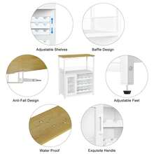 Armario de Bar de Vino Moderno de 36 Pulgadas con Puerta de Malla - Estante de Vidrio Ajustable y Estantes Extraíbles para Almacenar Licores, Armario de Bar Libre para Cocina y Comedor - Blanco - Ver 6