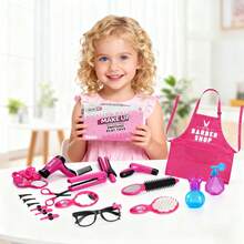 17Pcs Kids Hair Salon Toy Set - Pretend Play Hairdressing Kit With Hairdryer & Styling Tools - Perfect Birthday Gift For Girls - Multicolor - View 2