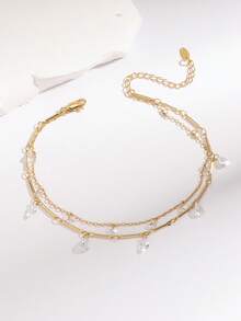 1 Piece Of Women's And Girls' Double-Layered Bamboo Chain Exquisite Small Cherry Round Droplet-Shaped Ankle Chain For Daily Wear And New Year Gift - Multicolor - View 14