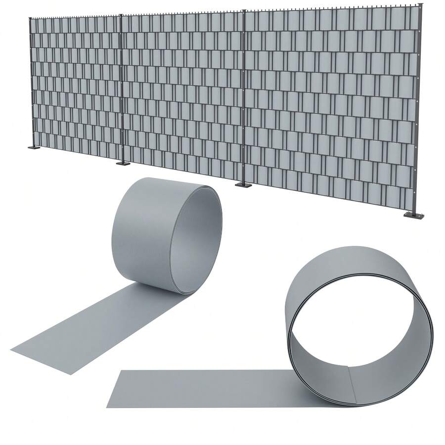 10 Rigid PVC Privacy Screen Strips, Windproof, Double Wire Fence For Garden Or Balcony. - Light Grey - View 1