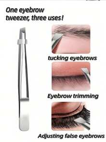 1pc Premium Stainless Steel Eyebrow Tweezers, Hair Removal Pliers, Angled Eyebrow Clip, Hair Removal Clip, Mustache Clip. Ideal For Facial And Intranasal Hair Removal, Suitable For Eyebrows, Fine Hair, Mustache - An Excellent Grooming Tool - Upgraded Version - View 3