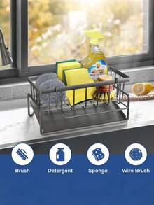 Sponge Holder - Dish Sponge And Brush Holder - Plastic, Multi-Functional, - Kitchen And Bathroom - Homeowners, Kitchen Enthusiasts - Organize Your Cleaning Tools, Keep Your Kitchen And Bathroom Tidy - Clean & Organized Bliss - Multicolor - View 8