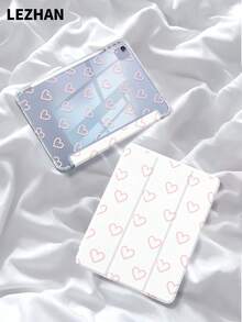 1个粉色爱心可爱图案扁平保护套，双面设计，兼容iPad (A16) 11英寸第11代（2025款）/第10代、iPad 10.2英寸、iPad Pro（2021/2020款）、Galaxy Tab A8 10.5英寸（2022款）、Matepad 10.4/Tab等，防摔，带笔槽，支持睡眠/唤醒功能，适合送给孩子/家人/年末/情人节礼物。 - 彩色 - 查看 1