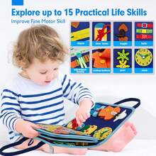 Travel-Ready Dinosaur Busy Book, Educational Sensory Toy For Toddlers, Dinosaur-Themed Busy Board For Toddlers, Sensory Toy For Life Skills Learning, Perfect Birthday/Halloween/Christmas Gift For Boys & Girls - Royal Blue - View 5
