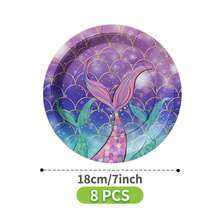 1 Set Iridescent Fish Scale Disposable Plates, Napkins And Cups, Serves 8 Guests, Suitable For Birthday, Wedding, Party, Family Picnic - Multicolor - View 8