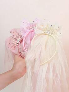 1 pieza Diadema corona de cumpleaños para niña, accesorio para fotografía, decoración de cabello de princesa - Rosa - Ver 4