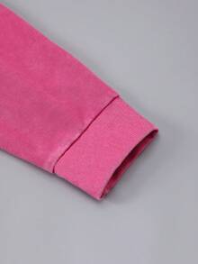 男士休闲日常字母图案拉链连帽卫衣，秋季款 - 粉色 - 查看 7