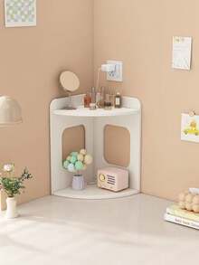 1pc Corner Desk Organizer Rack, Vertical Bedside Storage Shelf, Multi-Functional Dorm Room Corner Shelf, Stable Nightstand Rack - White - View 3