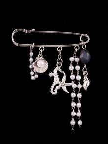 1枚优雅奢华独特复古硬币造型几何流苏胸针，精致配饰，适合商务、正式场合、派对、节日等场合。 - 彩色 - 查看 2