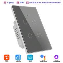 Công tắc cảm ứng thông minh đạt chuẩn UL, mặt kính cường lực, cần dây trung tính, DS-121 công suất cao 600W/gang, công tắc gắn tường WiFi & Bluetooth, 1/2/3/4 gang màu trắng/đen, tương thích với Alexa, Tuya, Yandex Alice, Tmall Genie, v.v., điều khiển từ xa bằng giọng nói qua ứng dụng, hẹn giờ, thích hợp cho chiếu sáng nhà ở và khách sạn. - Nhiều màu - Xem 25
