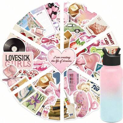 50pcs Y2K Retro Stickers, Art Stickers, Cool Stickers, Aesthetic Stickers, KPOP Graffiti Stickers, Waterproof Vinyl Stickers For Water Bottles, Laptops, Phones, Skateboards, Scrapbooks, Journals, Gifts