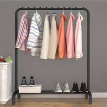 Clothes rack Free-standing clothes hanger Drying rack Metal bedroom clothes rail with lower storage shelf Shoe rack Coat rack for bedroom 146 x 110 x 40cm (Black) - Noir avec crochets latéraux - Voir 11