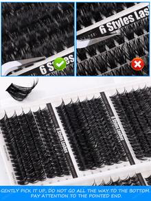 CMAYOME 720/684/648/384 Pcs False Eyelashes Glue Set, Designed With Large Capacity To Create Dense & Natural Eye Makeup. 3D Soft & Durable Texture. Set Includes False Lashes, Glue, Sealant, Eyelash Curler & Brush (10D, 20D, 30D, 40D, 50D, 60D, 80D, 100D, 120D, 150D) - Blue and White - View 9