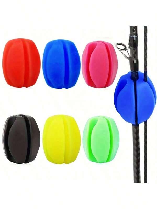 3 st/set slumpmässiga färgade band för betesspö, tillbehör till betesspö - avtagare för betesspö, spöhållare, förvaringsväska för fiskespö