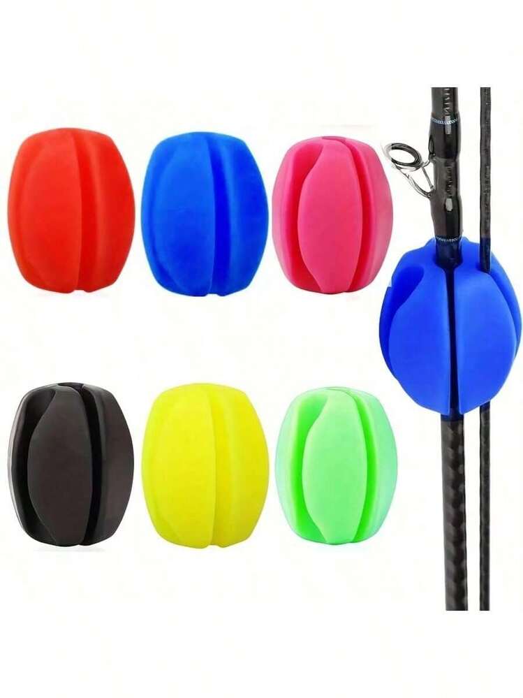 3pcs/Set Random Color Lure Rod Tie Bands, Lure Fishing Rod Accessories - Lure Rod Remover, Rod Holder, Fishing Rod Storage Bag - Multicolor - View 1