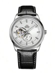 Orient Men's Luxury Automatic Mechanical Happy Watch, Silver Stainless Steel Case, Black Leather Strap, Business Meeting Small Second Hand Wristwatch - Silver - View 3