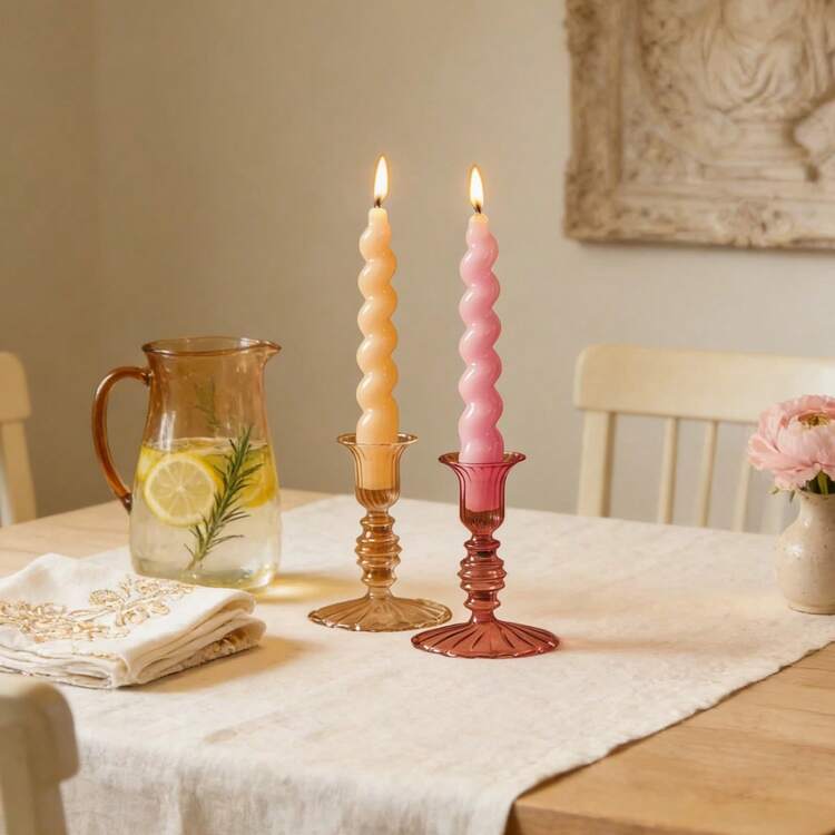 2支18厘米扭曲蜡烛，家居装饰香氛蜡烛，白色/粉色/红色/黄色蜡烛灯，大豆蜡精油香氛蜡烛，无烟香薰蜡烛，适合毕业典礼、开斋节庆祝活动、家居装饰、房间装饰、婚礼装饰、桌面装饰、香薰礼品 - 扭扭蠟燭 - 查看 9