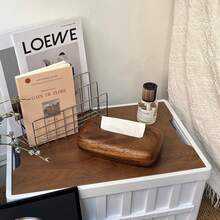 1pc Walnut Wood Tissue Box, Minimalist Nordic Style High-End Living Room Tea Table Decor, Magnetic Pull Tissue Holder, Creative Handkerchief Rack, Bathroom Handkerchief Storage Box, Home Decor, Napkin Dispenser Tray, Living Room, Bedroom, Washbasin, Household Items - Multicolor - View 2